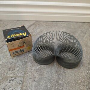 Vtg Original Slinky James Industries Walking Metal Toy W/ Box